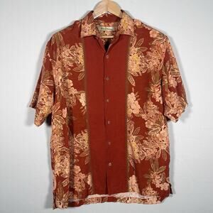 Tommy Bahama Men’s 100% Silk Camp Shirt Floral Hawaiian Coastal Resort Size L‎